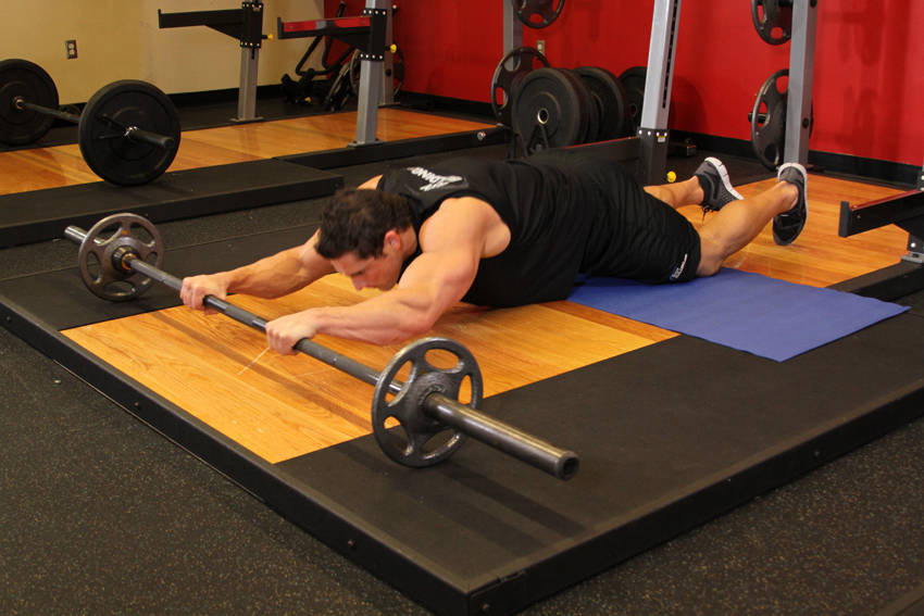 Barbell ab rollout - on knees