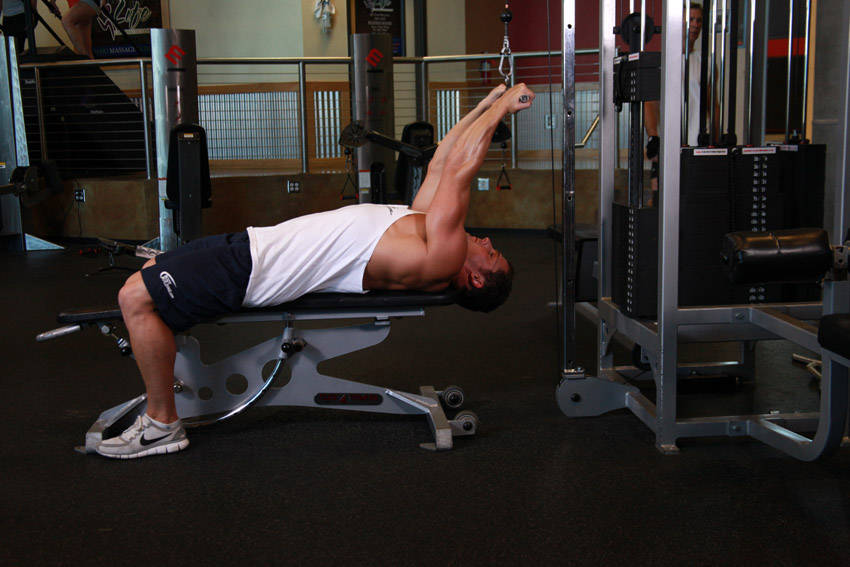 Lying Close-Grip Bar Curl On High Pulley