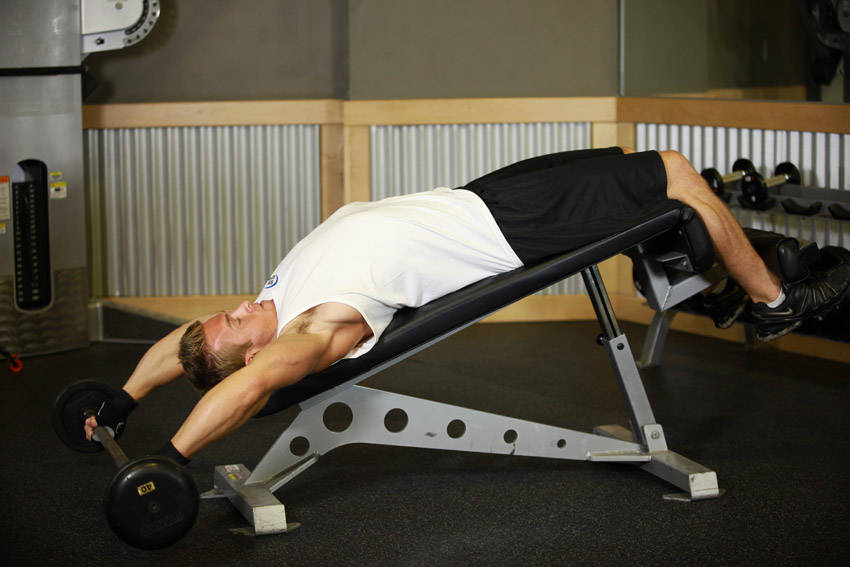 Wide-Grip Decline Barbell Pullover